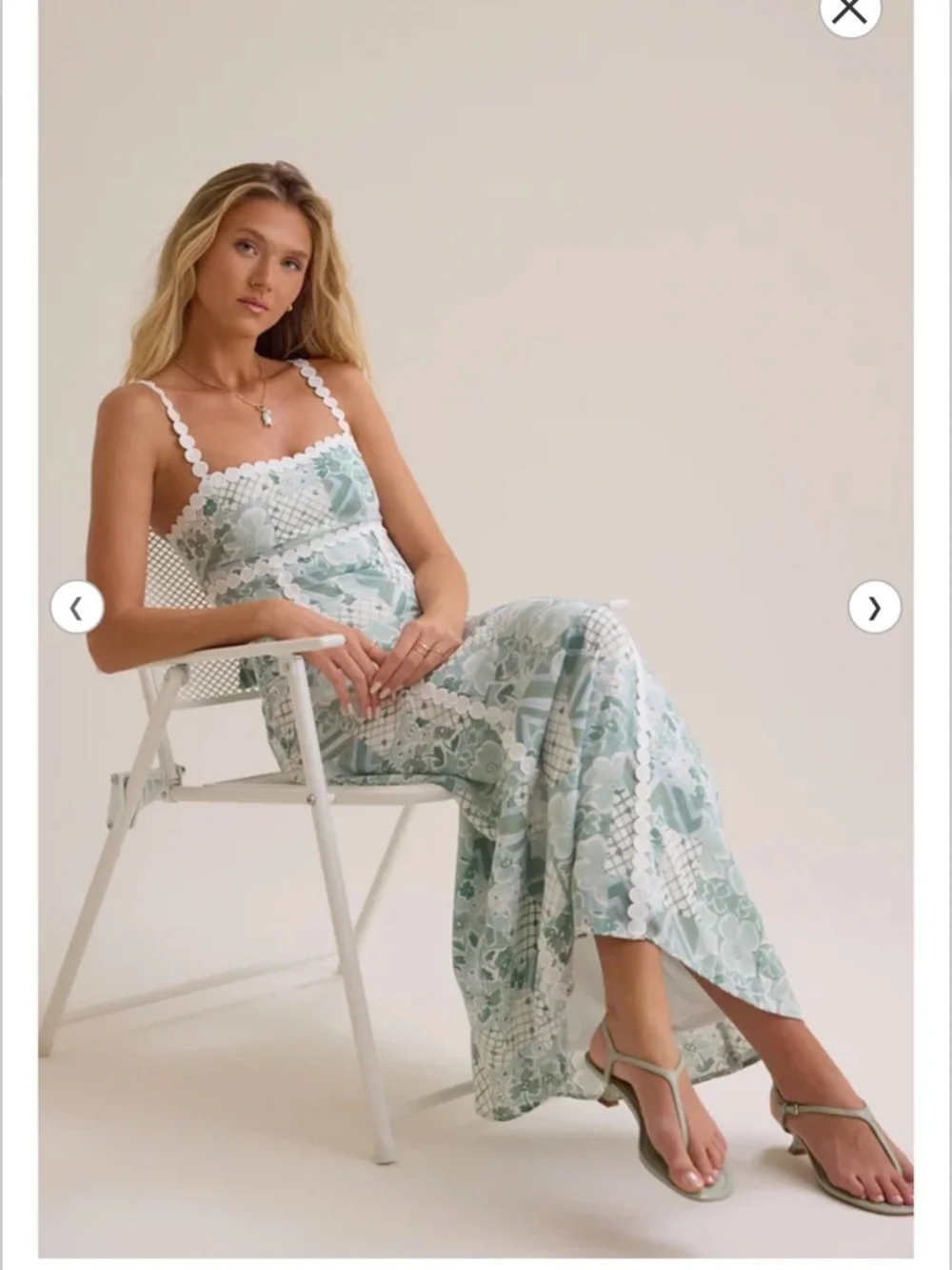 NWT Altar’d State Sola Mint Green Patchwork Maxi Dress with White Trim - Picture 3 of 7